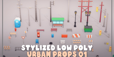 free 3d models stylized low poly urban street props city