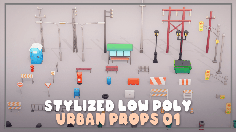 free 3d models stylized low poly urban street props city